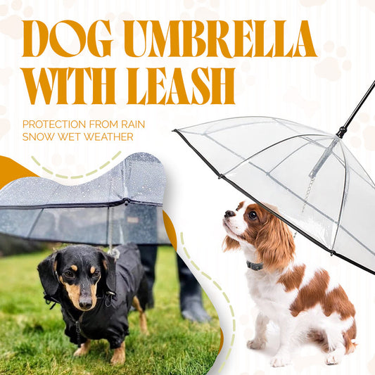 Dog Umbrella with Leash-Protection from Rain Snow Wet Weather