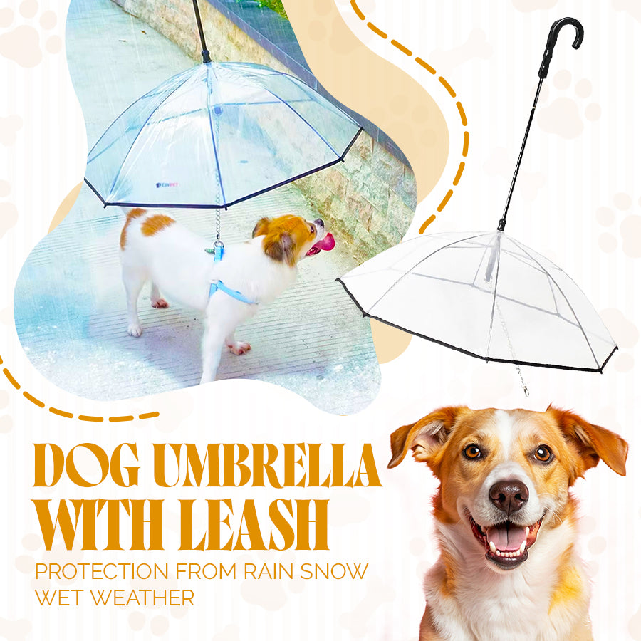 Dog Umbrella with Leash-Protection from Rain Snow Wet Weather