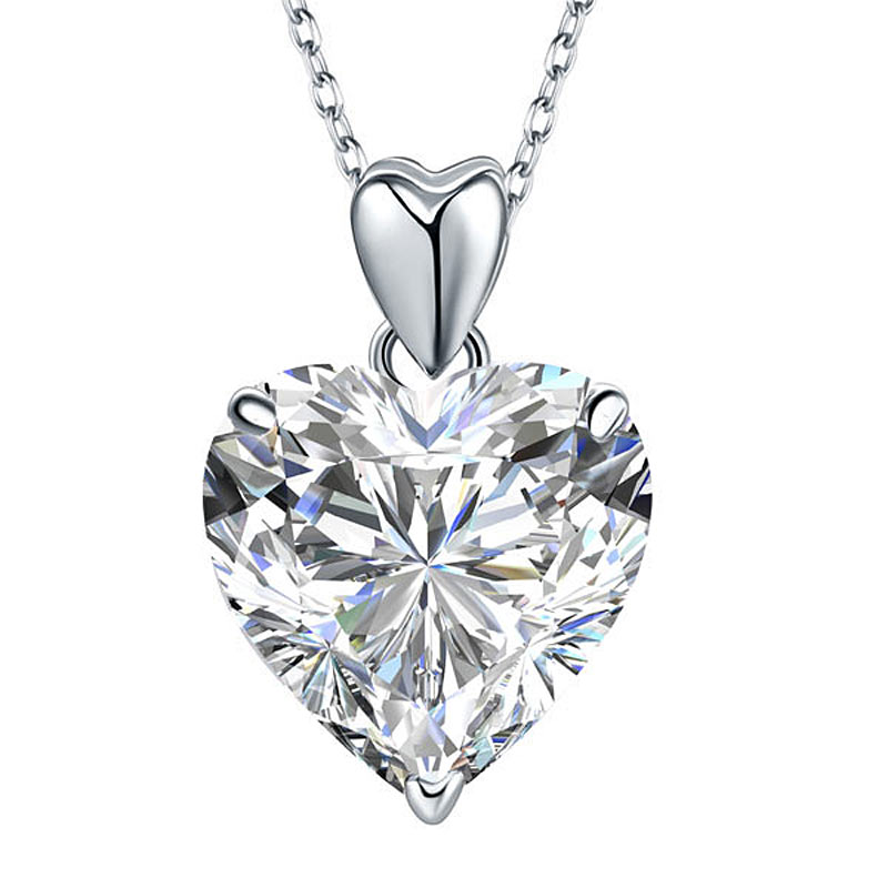 Heart Created Diamond Pendant Necklace 925 Sterling Silver Bridesmaid Wedding Jewelry XFN8043